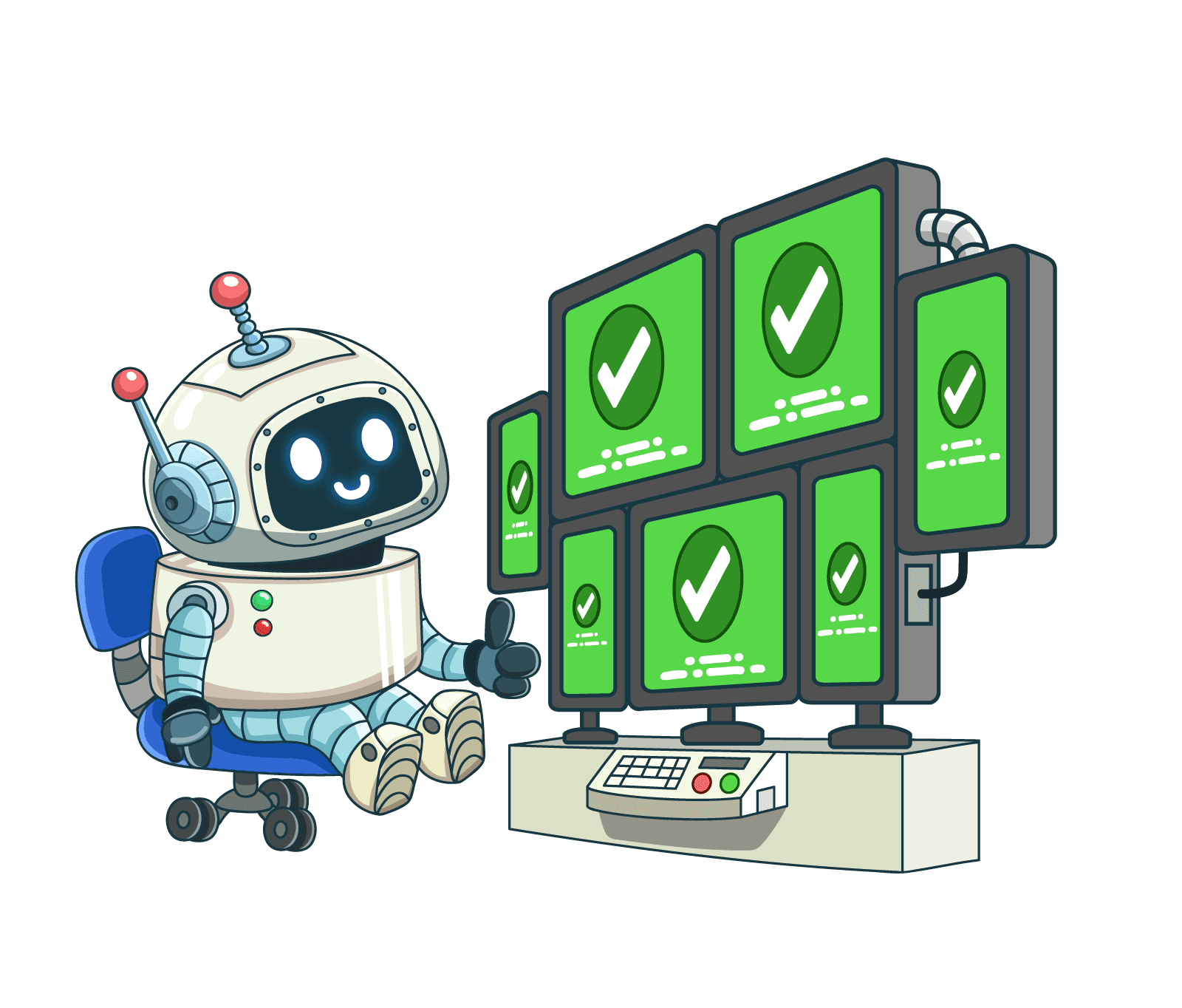 incident resolved illustration robot screens incidite